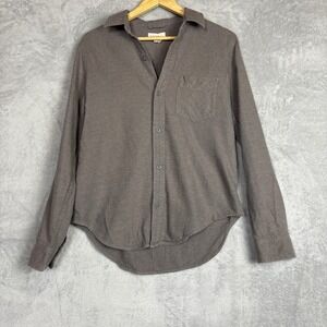 Golden by TNA Aritzia Women Medium Taupe Brown Cotton Flannel Button Down Shirt